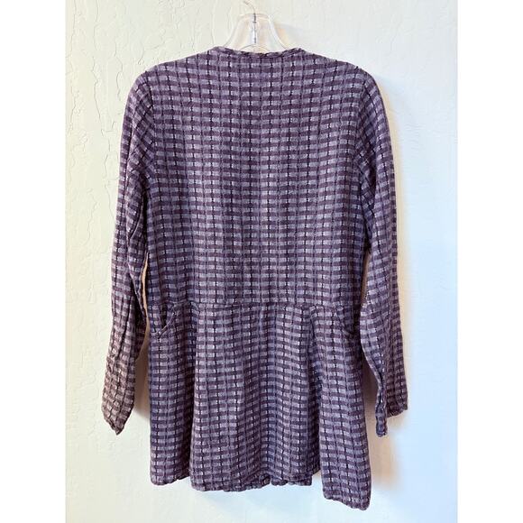 Flax Sz S Petite Gray Linen Tunic Dress‎ Top Button Front Pockets Lagenlook - Picture 8 of 8